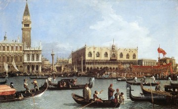 Canaletto Werke - Rückkehr des Bucentoro To The Molo am Himmelfahrtstag Canaletto